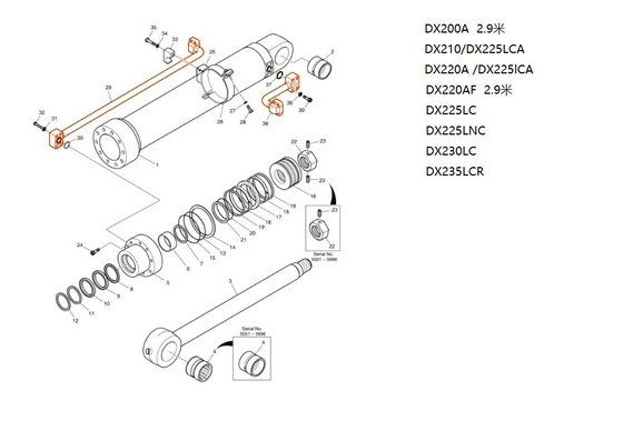 DX200A цилиндровые масляные трубы для экскаватора Doosan